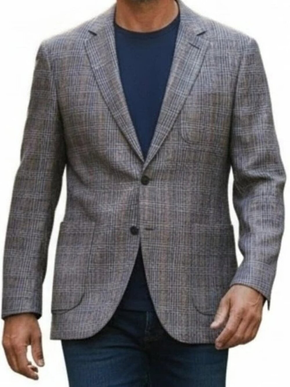 Zara Man Sport Coat Sz 40 Brown Glen Plaid Elbow Patch  Double Vent Blazer Soft
